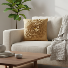 Fabric Crafted Golden Oak Cushion Cover – 16"x16" | Premium Poly Cotton