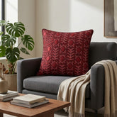 Handcrafted Cushion Cover – Burgundy | 16"x16" | Elegant Poly Cotton Cushion Cover