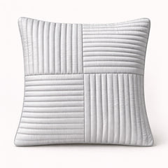 Fabric Crafted Cushion Cover – Grey | 12"x12" | Poly Cotton Foam | Panel Ribbed Design