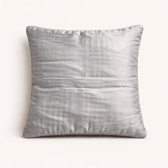 Fabric Crafted Cushion Cover – Grey | 12"x12" | Poly Cotton Foam | Panel Ribbed Design