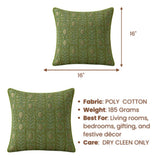Handcrafted Cushion Cover – Green | 16"x16" | Elegant Poly Cotton Cushion Cover