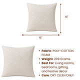 Handcrafted Cushion Cover – White | 16"x16" | Geometric Textured Design