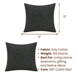 Handcrafted Black Beaded Cushion Cover – 12"x12" | Premium Poly Cotton | Elegant Handcrafted Design