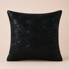 Handcrafted Cushion Cover – Black | 16"x16" | Premium Poly Cotton Cushion Cover