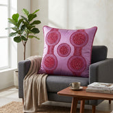 Handcrafted Cushion Cover – Pink | 16"x16" | Elegant Poly Cotton Cushion Cover