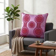 Handcrafted Cushion Cover – Pink | 16"x16" | Elegant Poly Cotton Cushion Cover