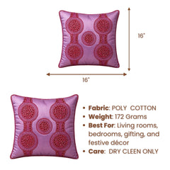 Handcrafted Cushion Cover – Pink | 16"x16" | Elegant Poly Cotton Cushion Cover