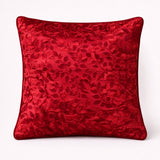 Fabric Crafted Cushion Cover – Red | 16"x16" | Poly Cotton | Embossed Floral Design