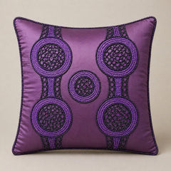 Handcrafted Cushion Cover – Purple | 16"x16" | Elegant Poly Cotton Cushion Cover