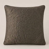 Machine Crafted Brown Cushion Cover – 16"x16" | Elegant Gold Floral Embroidery | Premium Poly-Cotton Decorative Cushion Cover