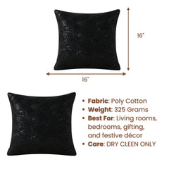 Handcrafted Cushion Cover – Black | 16"x16" | Premium Poly Cotton Cushion Cover