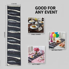 Handcrafted Black Table Runner – 12"x52", Premium Poly Cotton