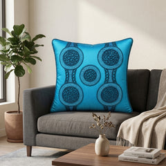 Handcrafted Cushion Cover – Turquoise | 16"x16" | Elegant Poly Cotton Cushion Cover