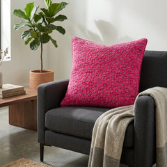 Fabric Crafted Cushion Cover – Pink | 16"x16" | Poly Chenille Fabric | Textured Stud Design