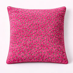 Fabric Crafted Cushion Cover – Pink | 16"x16" | Poly Chenille Fabric | Textured Stud Design