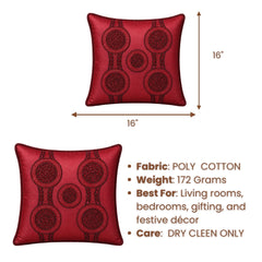 Handcrafted Cushion Cover – Burgundy | 16"x16" | Elegant Poly Cotton Cushion Cover