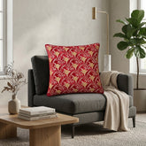 Fabric Crafted Cushion Cover – Maroon | 16"x16" | Poly Chenille Fabric | Embroidered Floral Vine Design