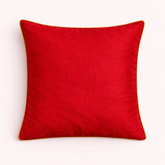 Fabric Crafted Cushion Cover – Maroon | 16"x16" | Poly Chenille Fabric | Embroidered Floral Vine Design
