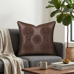 Handcrafted Cushion Cover – Brown | 16"x16" | Elegant Poly Cotton Cushion Cover