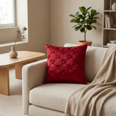 Hand Crafted Cushion Cover – Maroon | 12"x12" | Poly Cotton | Classic Button Tufted Design