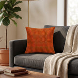 Handcrafted Light Orange Beaded Cushion Cover – 12"x12" | Premium Poly Cotton | Elegant Handcrafted Design