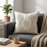 Handcrafted Cushion Cover – White | 16"x16" | Elegant Poly Cotton Cushion Cover