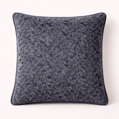 Fabric Crafted Cushion Cover – Black | 12"x12" | Poly Chenille Fabric | Textured Leaf Pattern