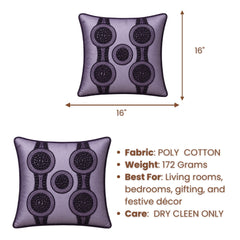 Handcrafted Cushion Cover – Light Purple | 16"x16" | Elegant Poly Cotton Cushion Cover