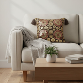 Handcrafted Brown Cushion Cover – 12"x12", Premium Poly Cotton