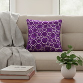 Machine-Crafted Bright Purple Cushion Cover – 12"x12" | Circular Embroidered Design | Premium Poly Channel Fabric