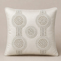 Handcrafted Cushion Cover – White | 12"x12" | Elegant Poly Cotton Cushion Cover