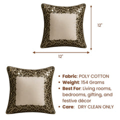 Handcrafted Cushion Cover – Beige | 12"x12" | Elegant Poly Cotton Cushion Cover