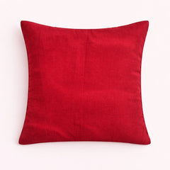 Fabric Crafted Cushion Cover – Burgundy | 16"x16" | Poly Cotton Fabric | Embroidered Floral Design