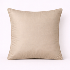 Handcrafted Khaki Cushion Cover – 16"x16" | Striped Embellished Design | Premium Poly Cotton