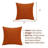 Handcrafted Light Orange Beaded Cushion Cover – 12"x12" | Premium Poly Cotton | Elegant Handcrafted Design