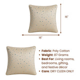 Handcrafted Cream Cushion Cover – 16"x16" | Mirror Dot Embroidery | Premium Poly Cotton | Elegant Decorative Accent