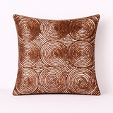 Handcrafted Bronze Cushion Cover – 12"x12" | Circular Embroidered Design | Premium Poly Cotton
