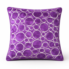 Machine-Crafted Bright Purple Cushion Cover – 12"x12" | Circular Embroidered Design | Premium Poly Channel Fabric