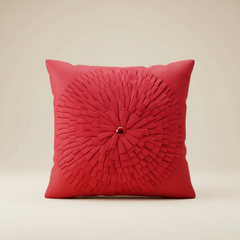Fabric Crafted Red Cushion Cover – 16"x16" | Premium Poly Cotton