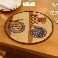 Tapestry Doily – Gold Jacquard Woven, 12"x12"