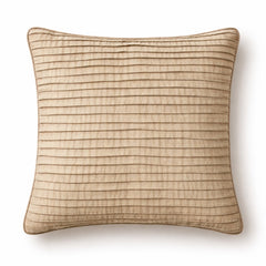 Fabric Crafted Cushion Cover – Beige | 12"x12" | Poly Cotton Foam | Ribbed Texture Design