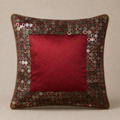 Handcrafted Cushion Cover – Maroon | 12"x12" | Elegant Poly Cotton Cushion Cover