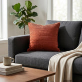 Fabric Crafted Cushion Cover – Melon | 12"x12" | Poly Cotton Foam | Ribbed Texture Design