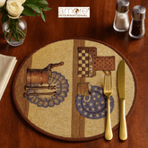 Tapestry Doily – Gold Jacquard Woven, 12"x12"