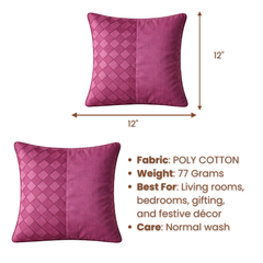 Fabric-Crafted Purple Cushion Cover – 12"x12" | Poly Cotton Fabric | Elegant & Vibrant