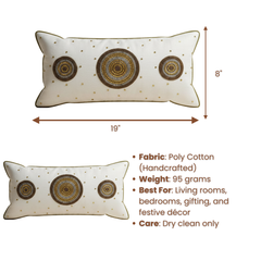Handcrafted Cream Bolster Cover – 19"x8" | Premium Poly Cotton