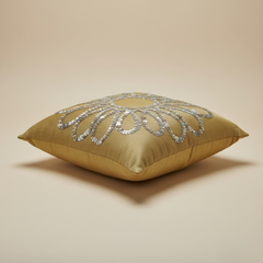 Handcrafted Mud Floral Cushion Cover – 12"x12", Premium Poly Cotton