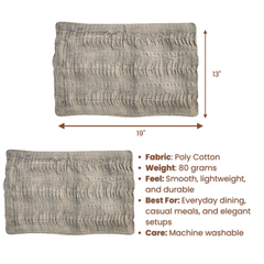 Pcs - 6, 4, 1, Fabric-Crafted LL Beige Placemat – 13"x19", Premium Poly Cotton