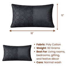 Hand Crafted Bolster Cover – Black | 18"x12" | Poly Cotton Fabric | Textured Design