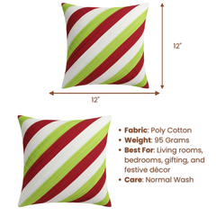 Fabric-Crafted Cream Cushion Cover – 12"x12", Diagonal Striped Design in Premium Poly Cotton